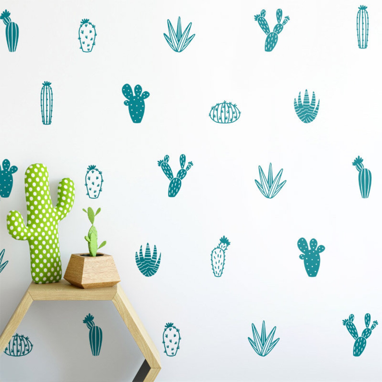 Modern Cactus Wall Decal Cactus Wall Sticker Cacti Wall Etsy UK