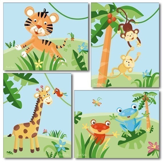 Kids Wall Art Nursery Decor Set of 4 Nursery Art Prints Etsy