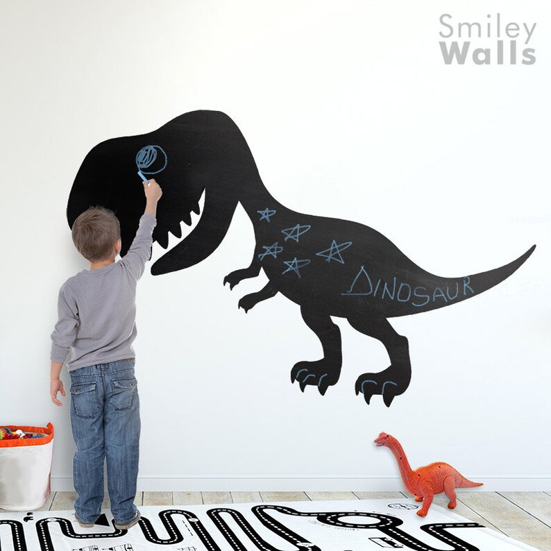 Dinosaur Chalkboard Wall Decal Dino Chalkboard Wall Decal Etsy