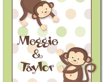 11x14 Personalized Art Print for Kids Pop Monkeys