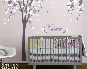 Cherry Blossom Tree Wall Decal Cherry Blossom Wall Decal Personalized Name Decal Nursery Wall Decal Baby Room Decor Flower Tree