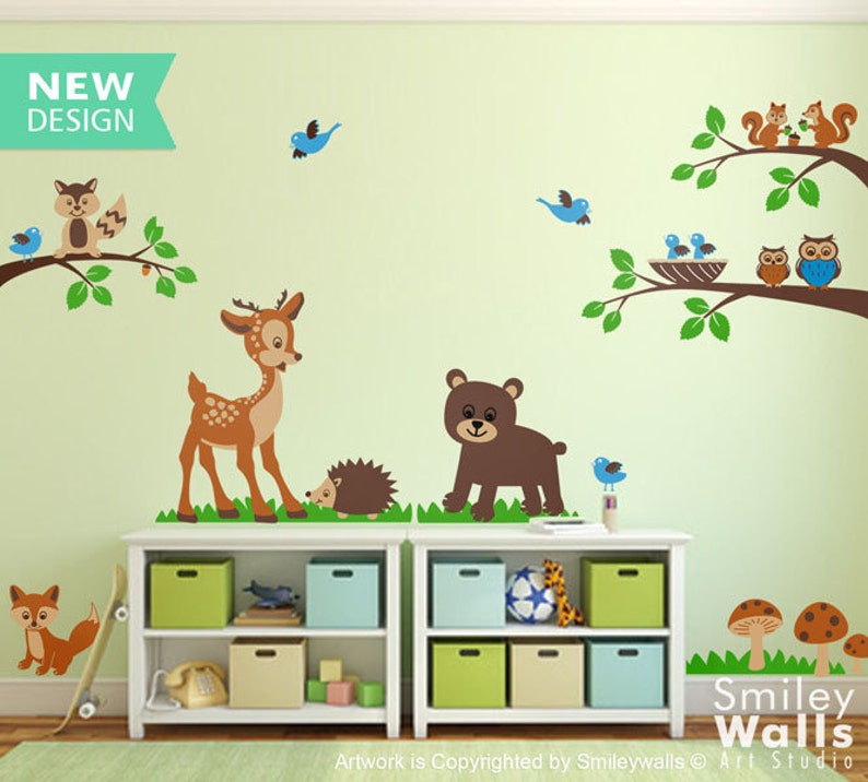 Forest Animals Wall Decal Woodland Animals Wall Decal Animals Etsy