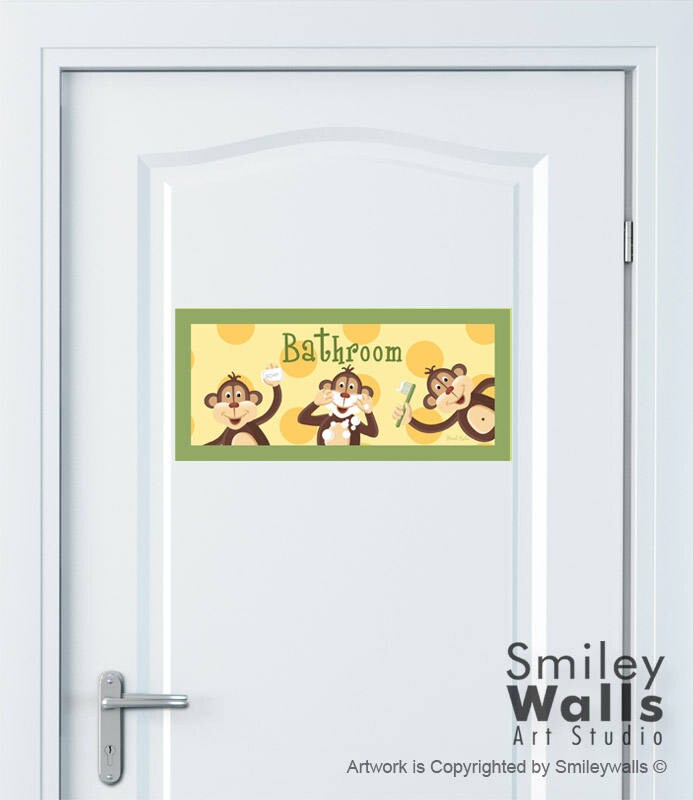 Kids Bathroom Wall Art Bathroom Prints Stickers Monkeys Wall - Etsy
