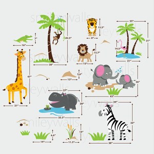 Safari Animals Wall Decal Jungle Animals Wall Decal Monkey Giraffe ...