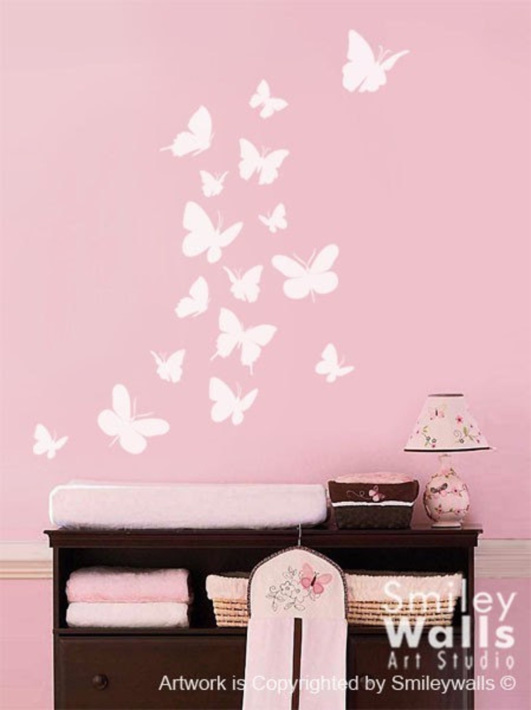 Butterflies Wall Decal, Set of 16 Butterflies Wall Decal, Butterfly