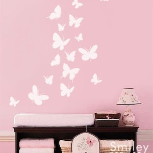 Butterflies Wall Decal, Set of 16 Butterflies  Wall Decal, Butterfly Nursery Kids Vinyl Wall Decal Baby Room Decor Art, Butterfly Wall Decal