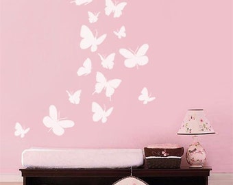 Butterflies Wall Decal, Set of 16 Butterflies  Wall Decal, Butterfly Nursery Kids Vinyl Wall Decal Baby Room Decor Art, Butterfly Wall Decal