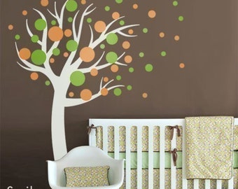 Polka Dots Wall Decal, Circles Wall Decal, Kids Wall decal Polka Dots Circles Tree Nursery Vinyl Wall Decal sticker baby room art decor