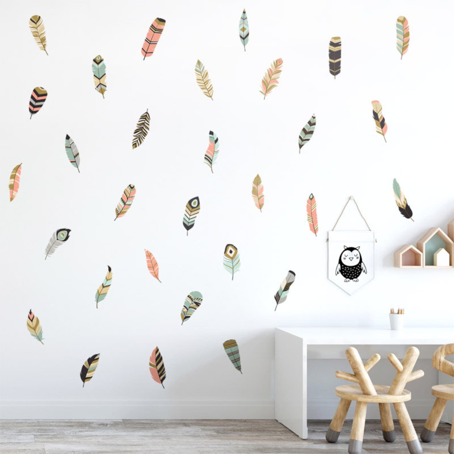 Feathers Wall Decal Feather Wall Stickers Feather Wall Etsy
