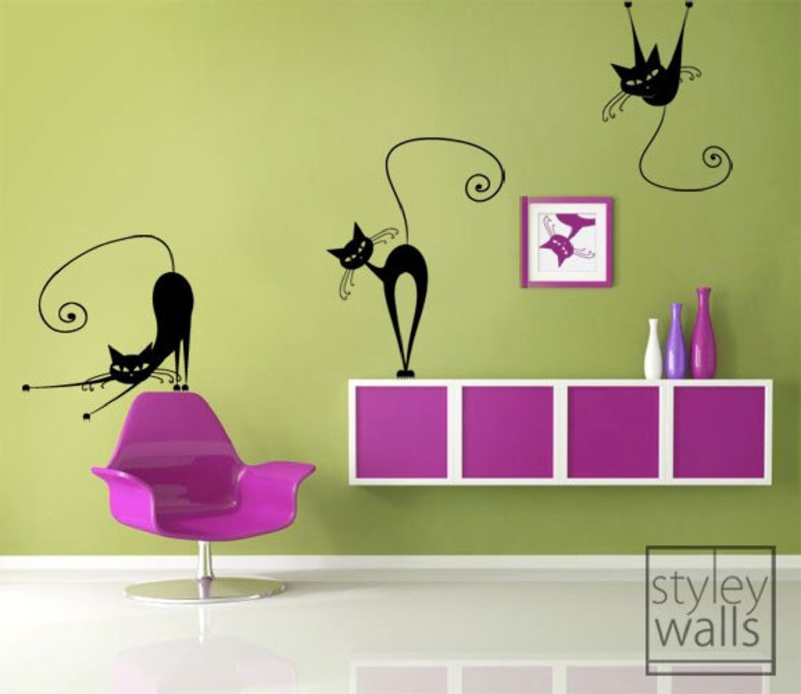 Cats Wall Decal Set of 3 Naughty Cats Nursery Vinyl Wall Etsy