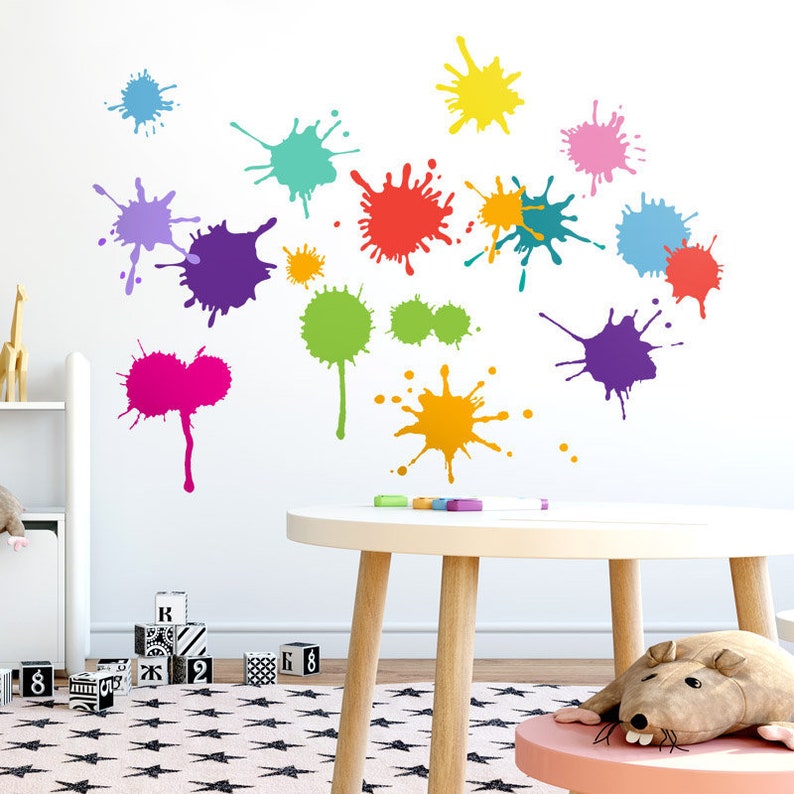 Color Splash Wall Decal, Paint Splash Wall Decal Sticker, Ink Splash Wall Decal, Colors Wall Decal for Kids Room Nursery Decor image 1