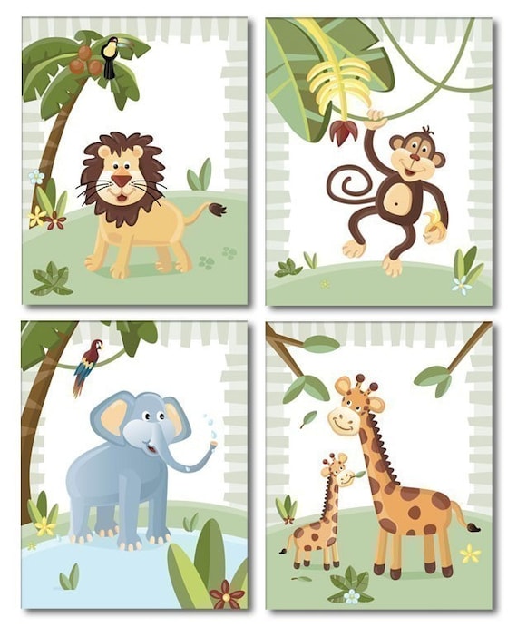 Jungle Animals Wall Art Jungle Animals Prints for Nursery Etsy