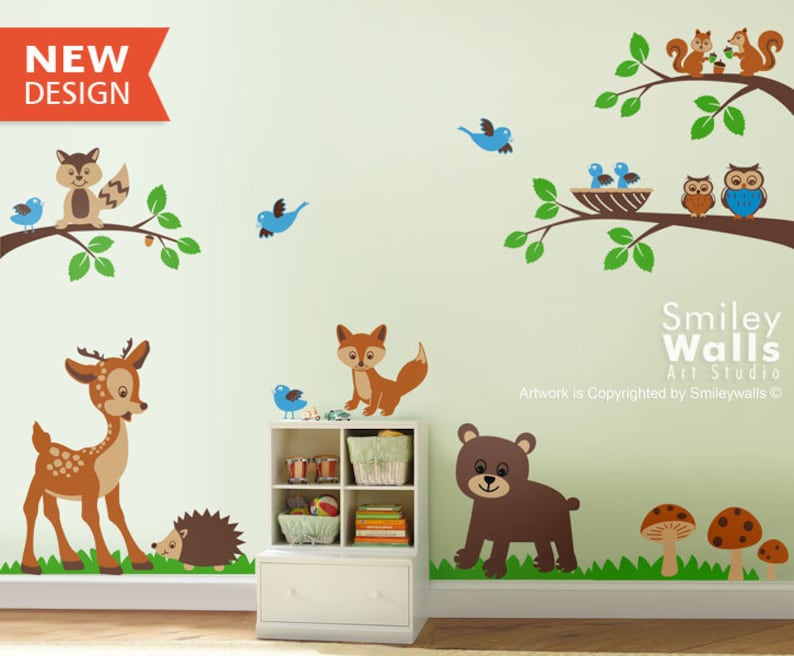 Forest Animals Wall Decal Woodland Animals Wall Decal Animals Etsy
