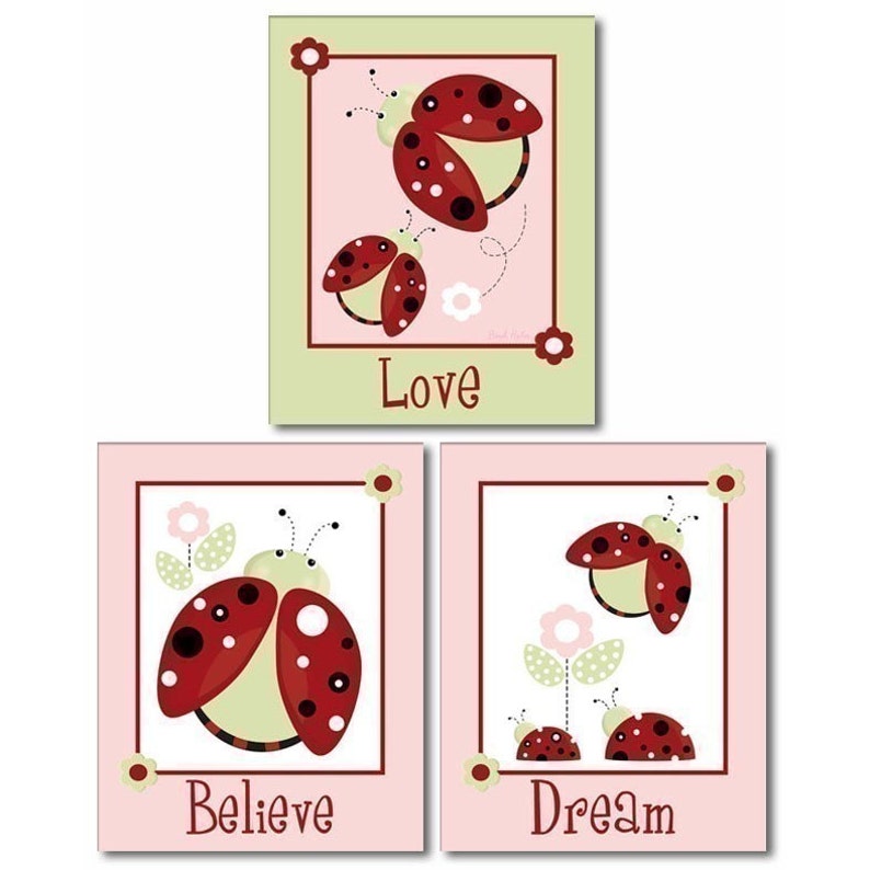 Nursery Wall Art Nursery Prints Ladybugs Wall Decor Flowers Etsy
