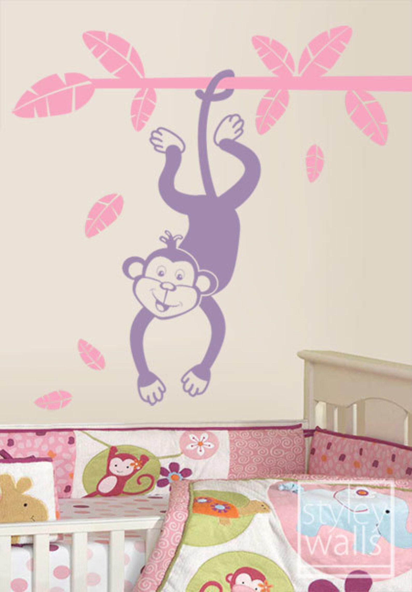 Monkey Wall Decal Vinyl Wall Decal for Kids Jungle Monkey Etsy