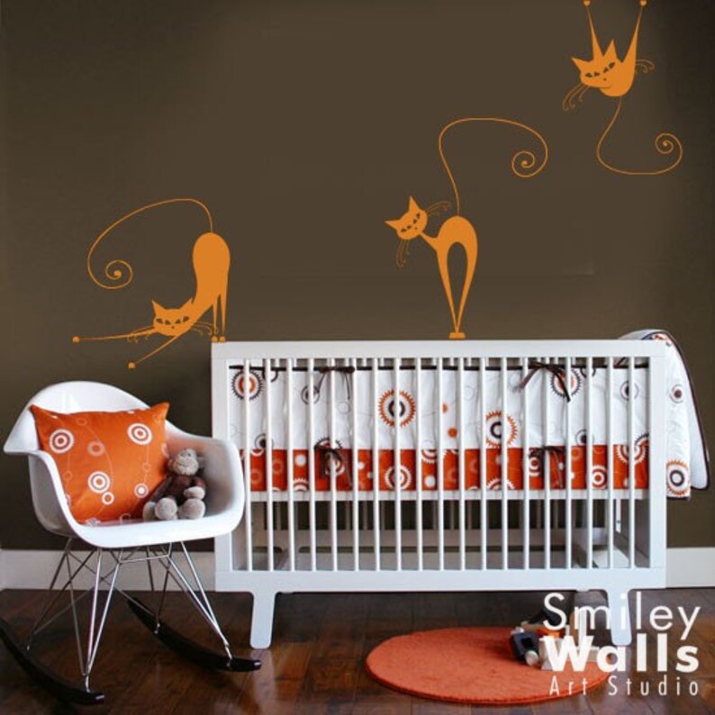 Cats Wall Decal Set of 3 Naughty Cats Nursery Vinyl Wall Etsy