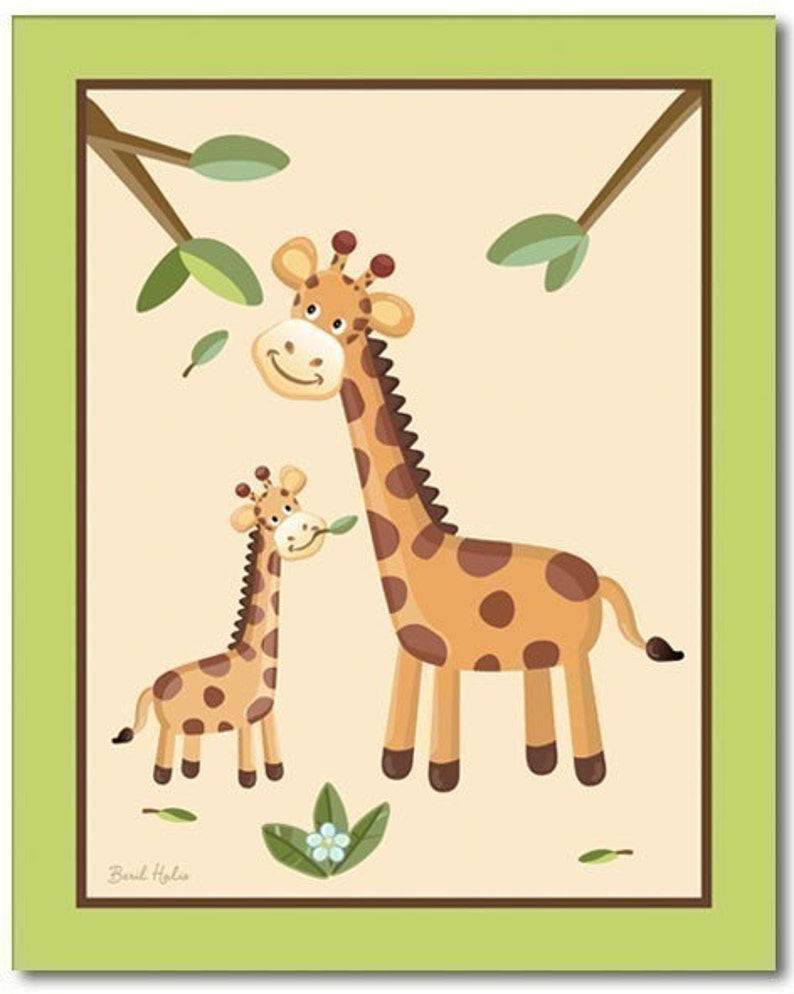 Set of 4 Art Prints 8x10 Safari Jungle Animals image 4