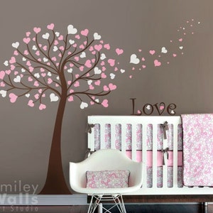 Hearts Wall Decal, Hearts Tree Wall Decal, Love Tree Nursery Wall Decal, Tree with Hearts Wall Decal, Baby Room Tree Decor, Tree Sticker image 3