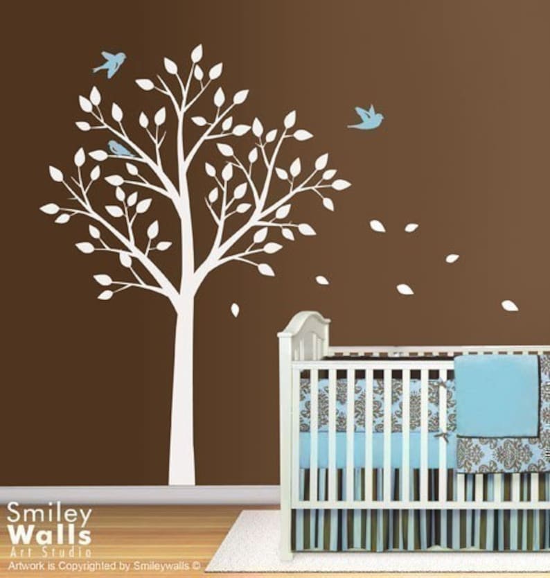 Tree Wall Decal Nursery Wall Decal Tree and Birds Wall Decal Etsy