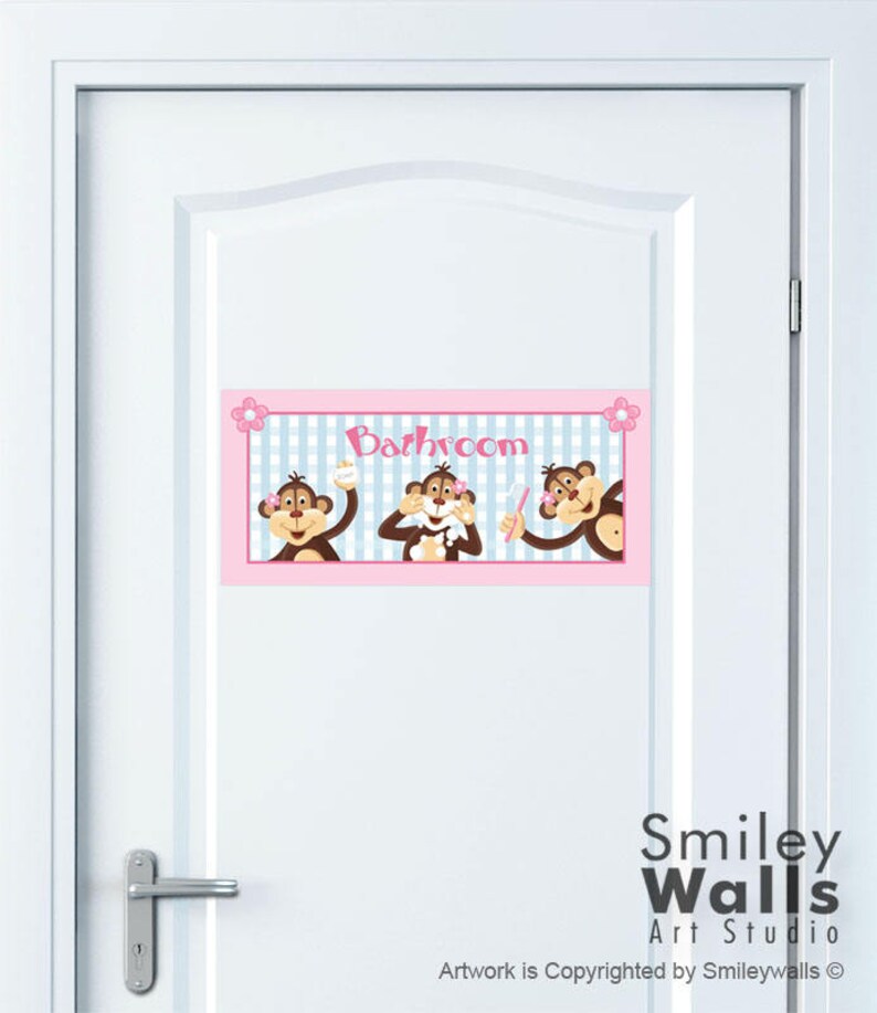 Kids Bathroom Wall Art Monkeys Wall Decal for Kids Girls | Etsy