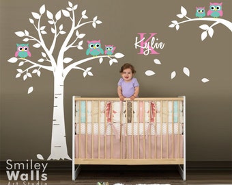 Owls Wall Decal, Nursery Owls Tree Wall Decal, Personalized Wall Decal, Branch Wall decal, Tree Wall decal, Nursery Wall Sticker Baby Room