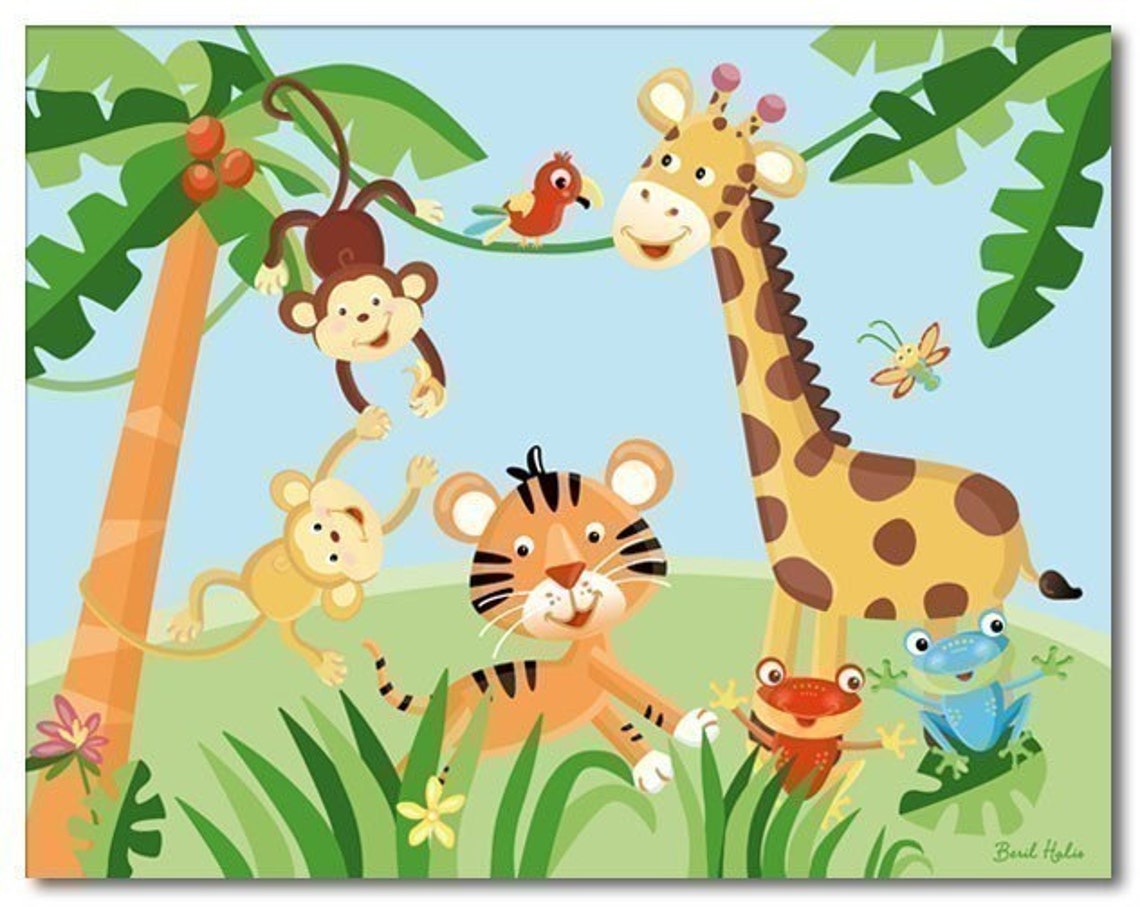11x14 Art Print for Kids RAINFOREST JUNGLE ANIMALS Etsy