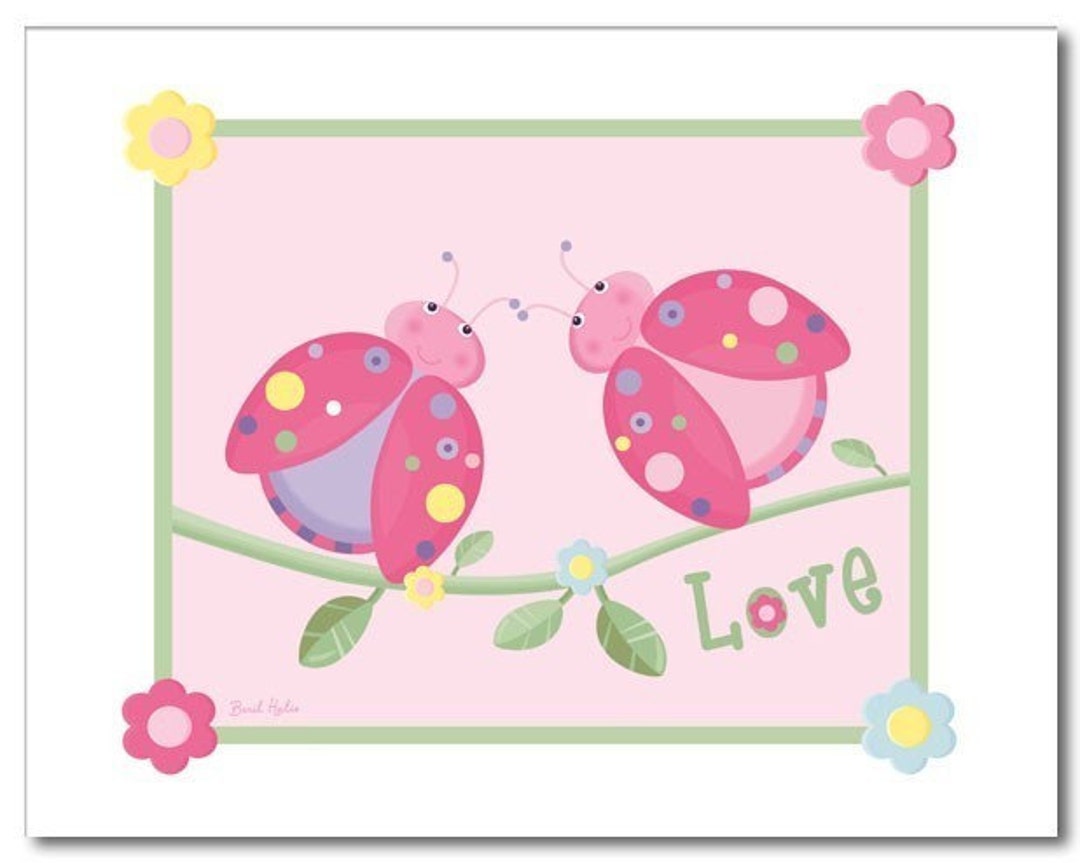 Nursery Wall Art Print Girls LOVE LADYBUGS FLOWERS - Etsy