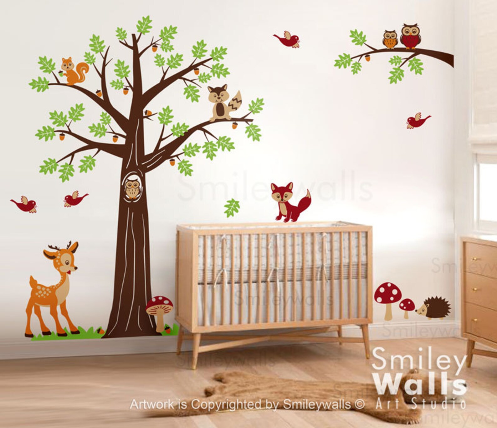 Nursery Wall Decal Woodland Forest Animals Wall Decal Tree - Etsy