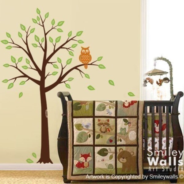 Tree and Owl - Nursery Vinyl Wall Decal