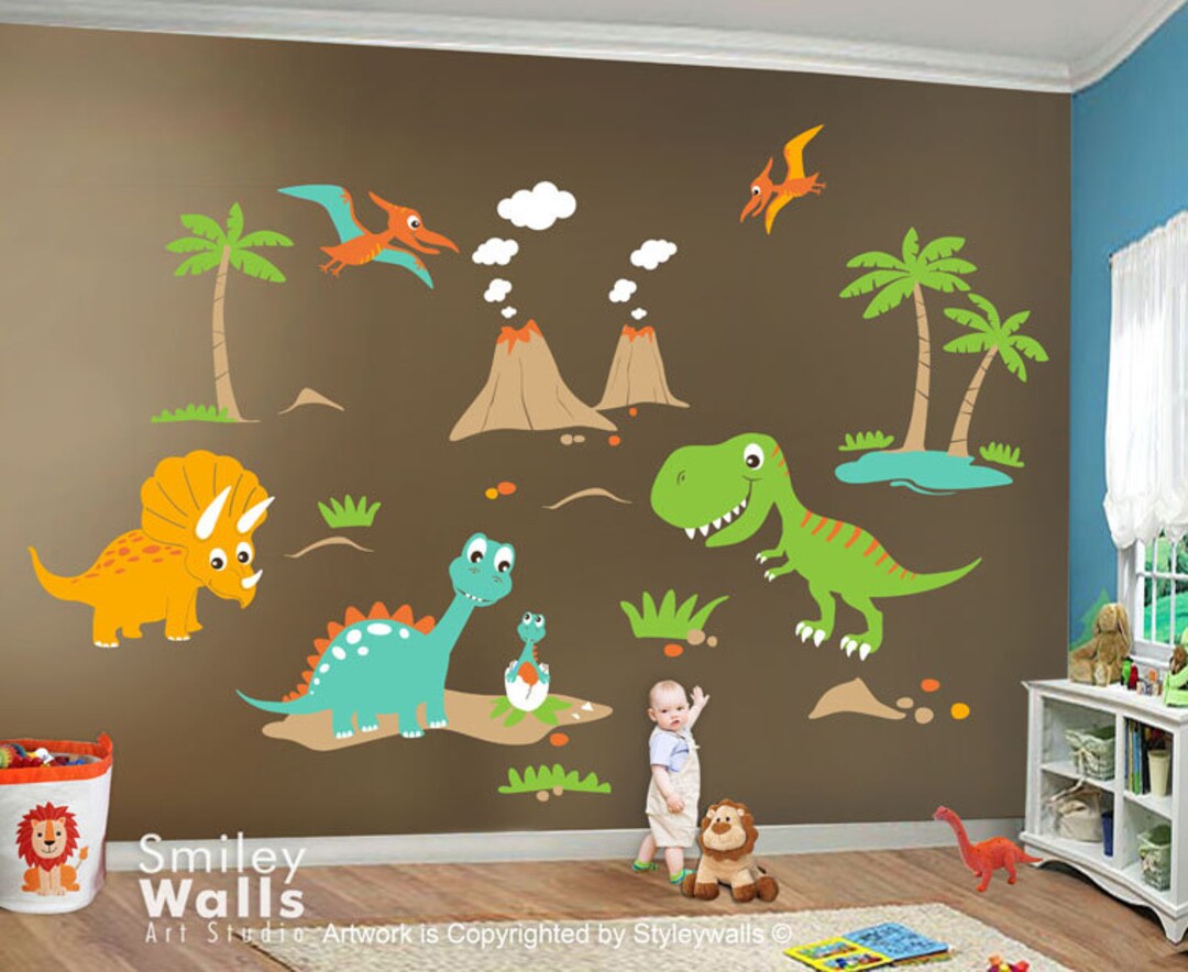 Dinosaurier Wandtattoo, GROßES Set, Dinos Wandtattoo, Kinderzimmer Aufkleber Wandtattoo Wandtattoo, Babyzimmer Jungen Kinderzimmer Deko Vinyl Spielzimmer