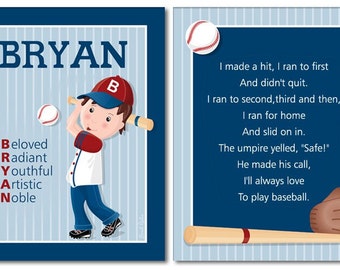 Sports Wall Art, Sports Nursery Prints, Boys Rppm Prints, Baseball Wall Art, Baseball Prints, Personalized Name Poem Wall Art Print