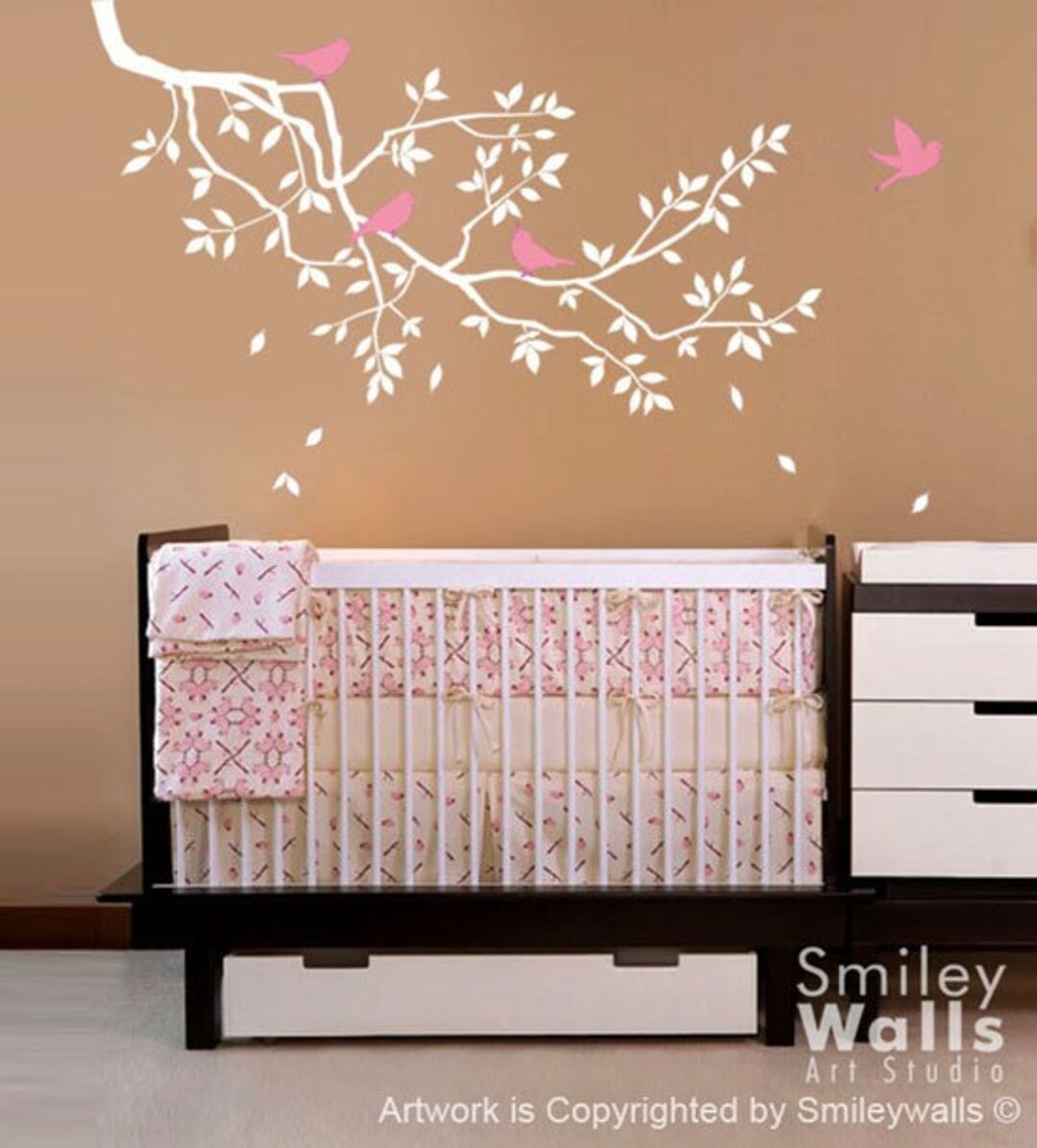 Branch and Birds Kids Nursery Vinyl Wall Decal GIFT BIRDS - Vinyl Wall ...
