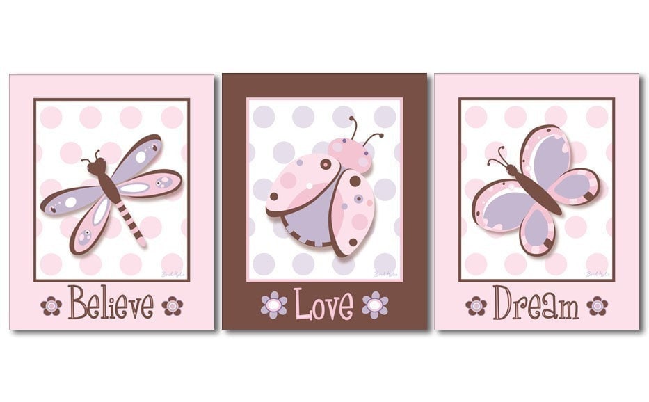 Nursery Wall Art Ladybug Wall Art Butterflies Wall Art Etsy