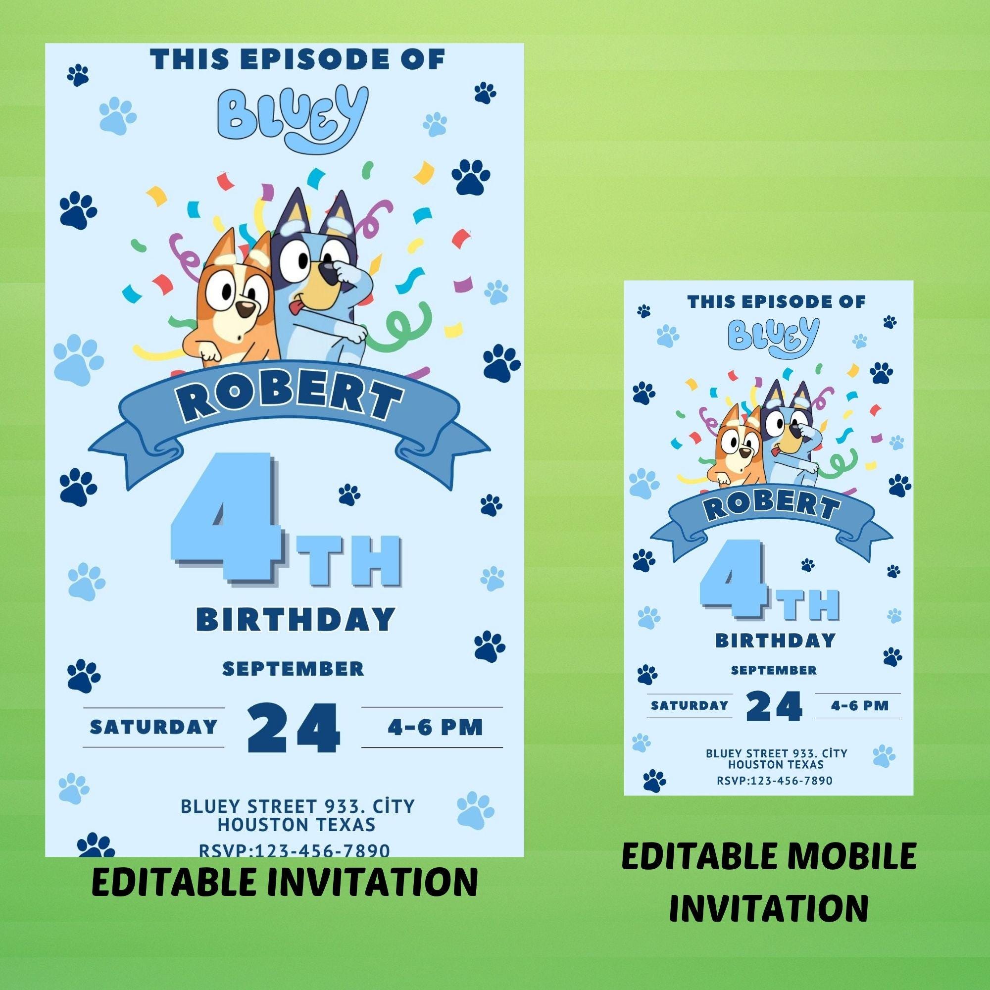 Bluey Birthday Editable Template + Mobile