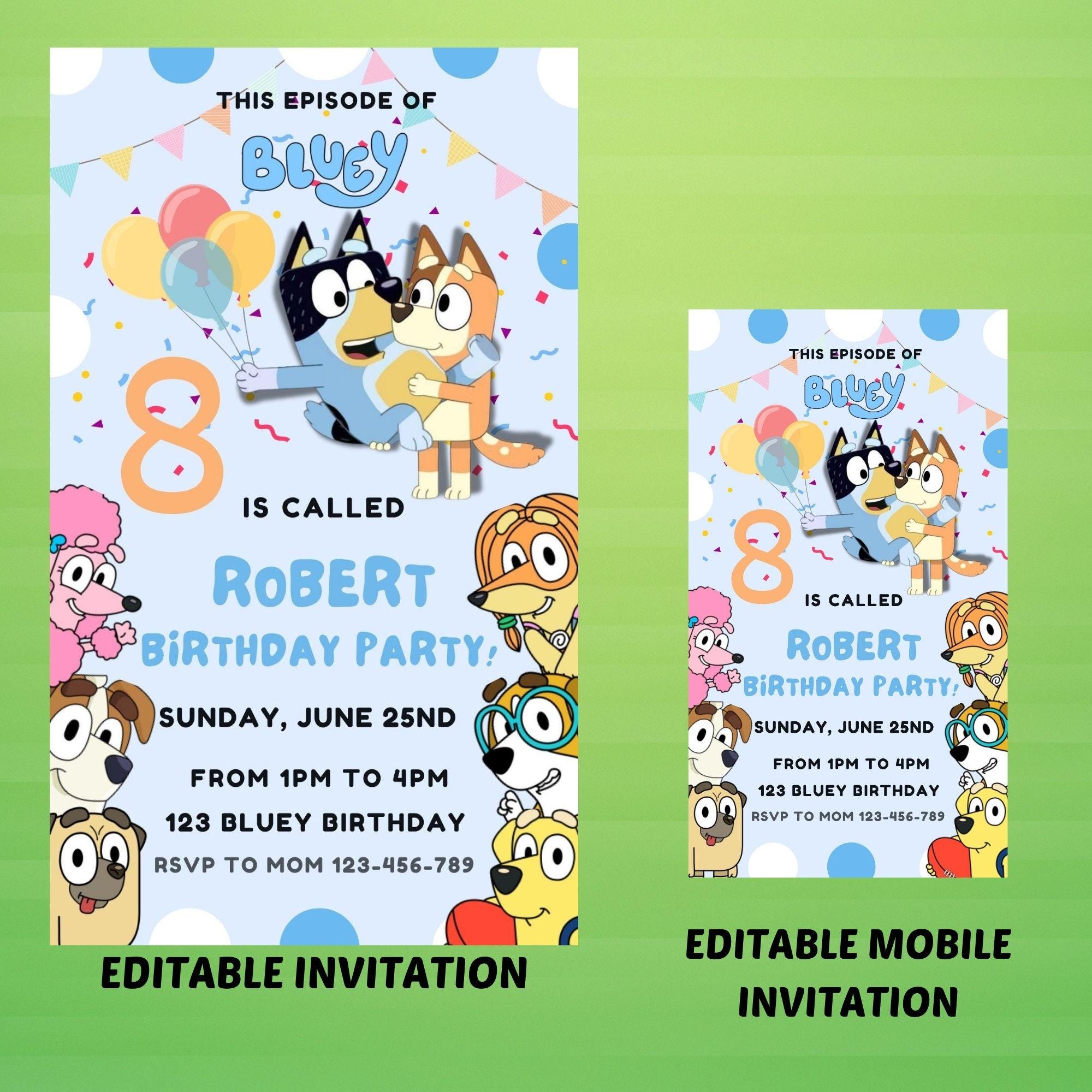 Bluey Birthday Invitation