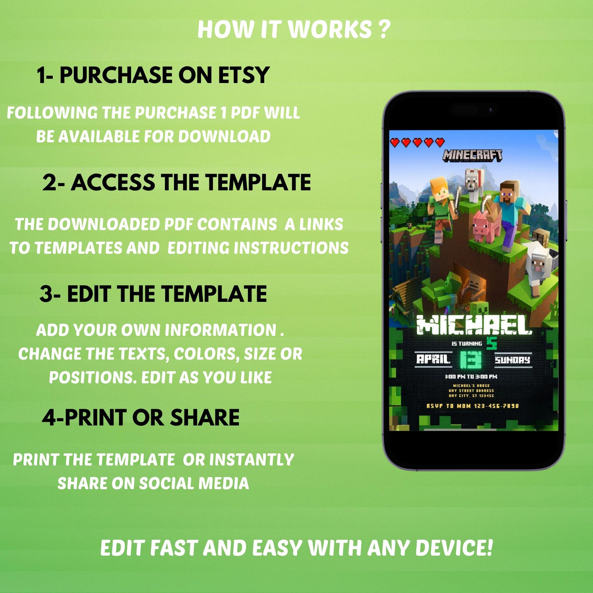 Editable Minecraft Gaming Invite