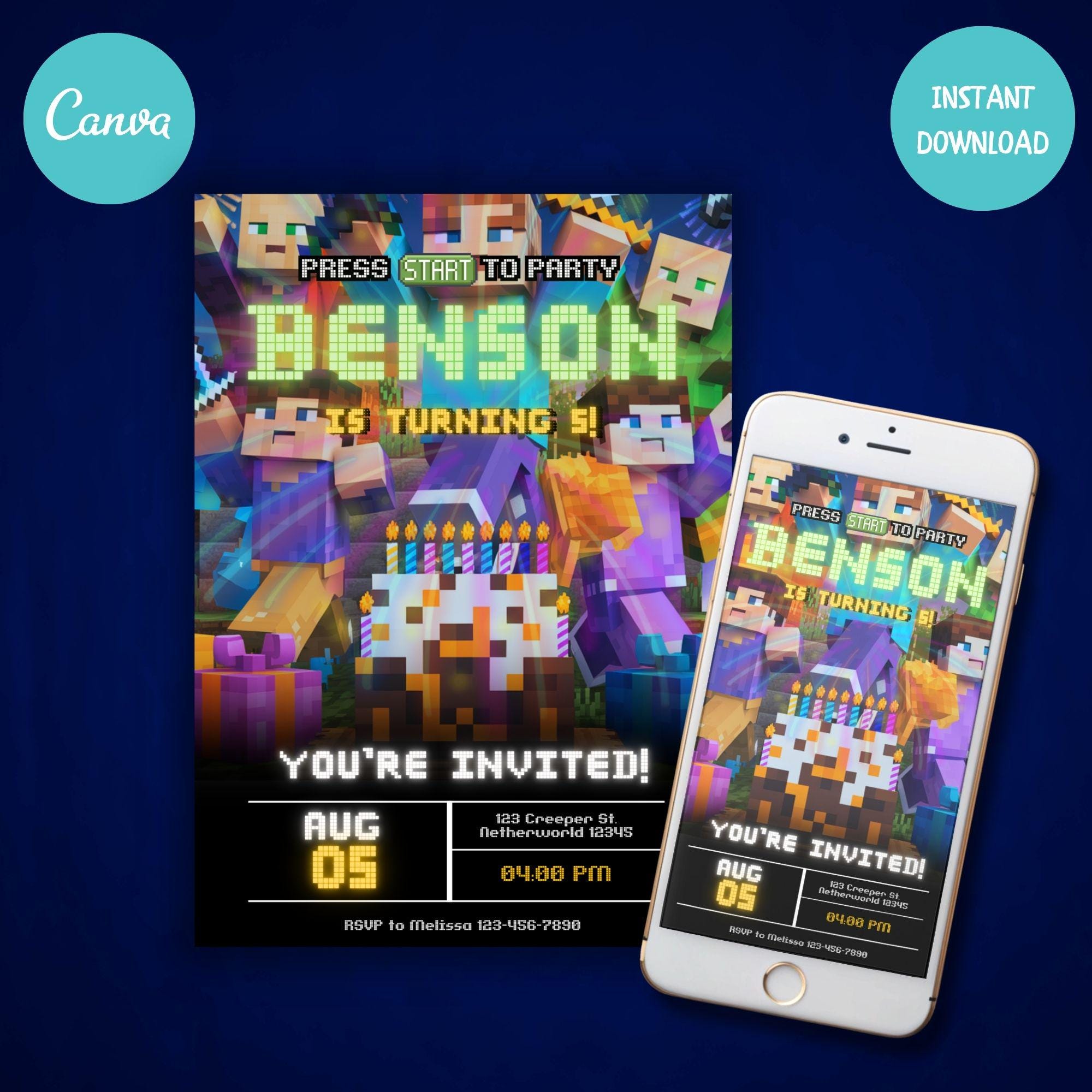 Minecraft Birthday Invitation