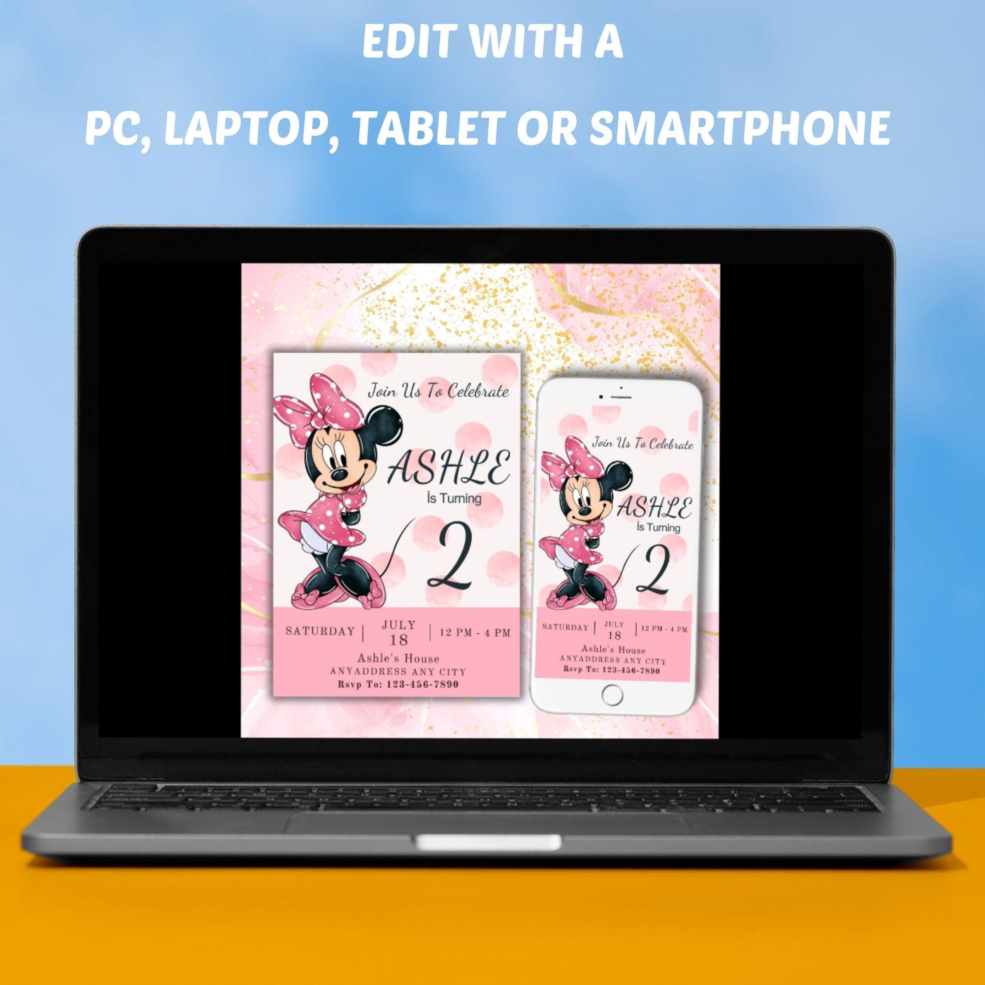 Minnie Mouse Birthday Invitation | Pink Polka Dot (editable Canva ...
