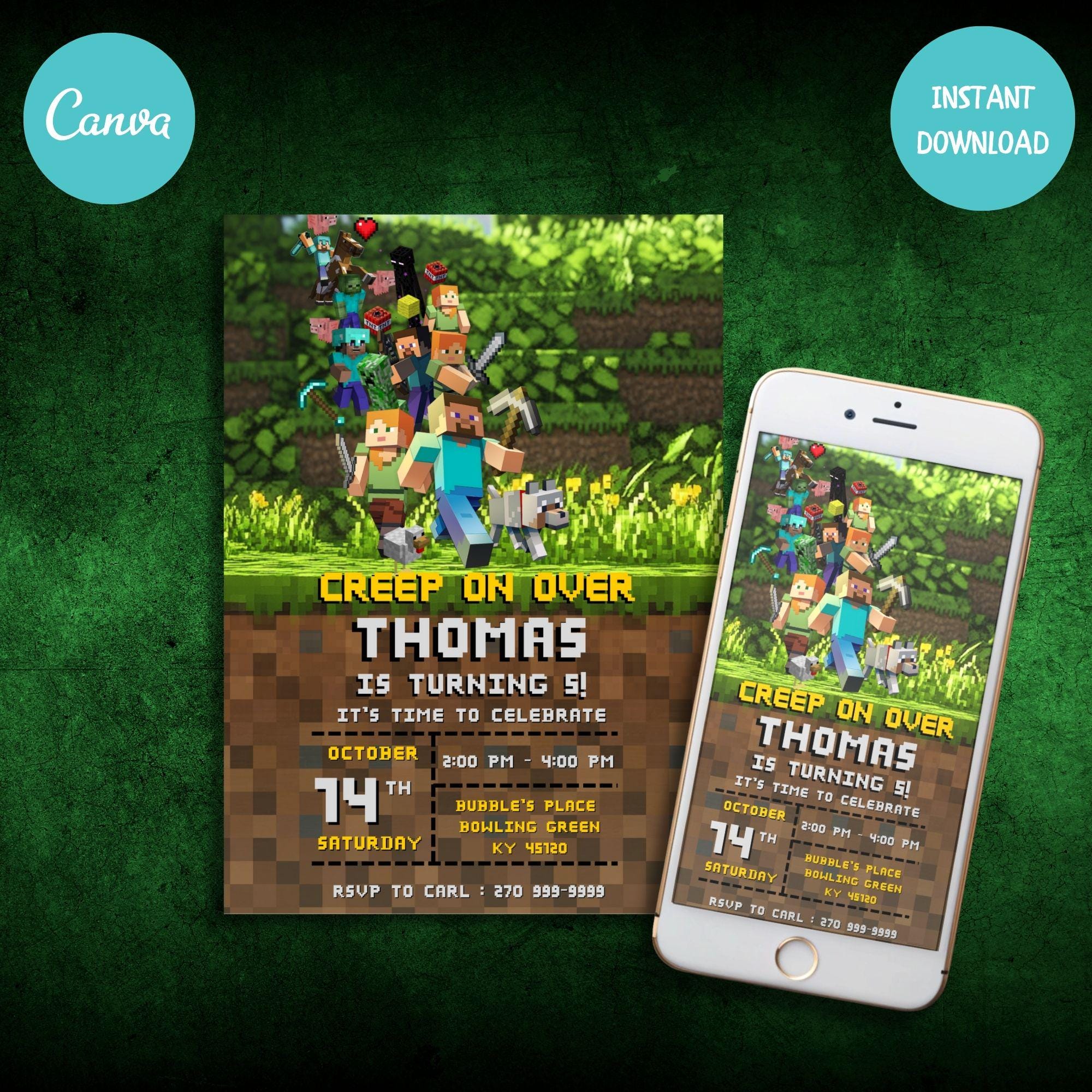Minecraft Birthday Invitation