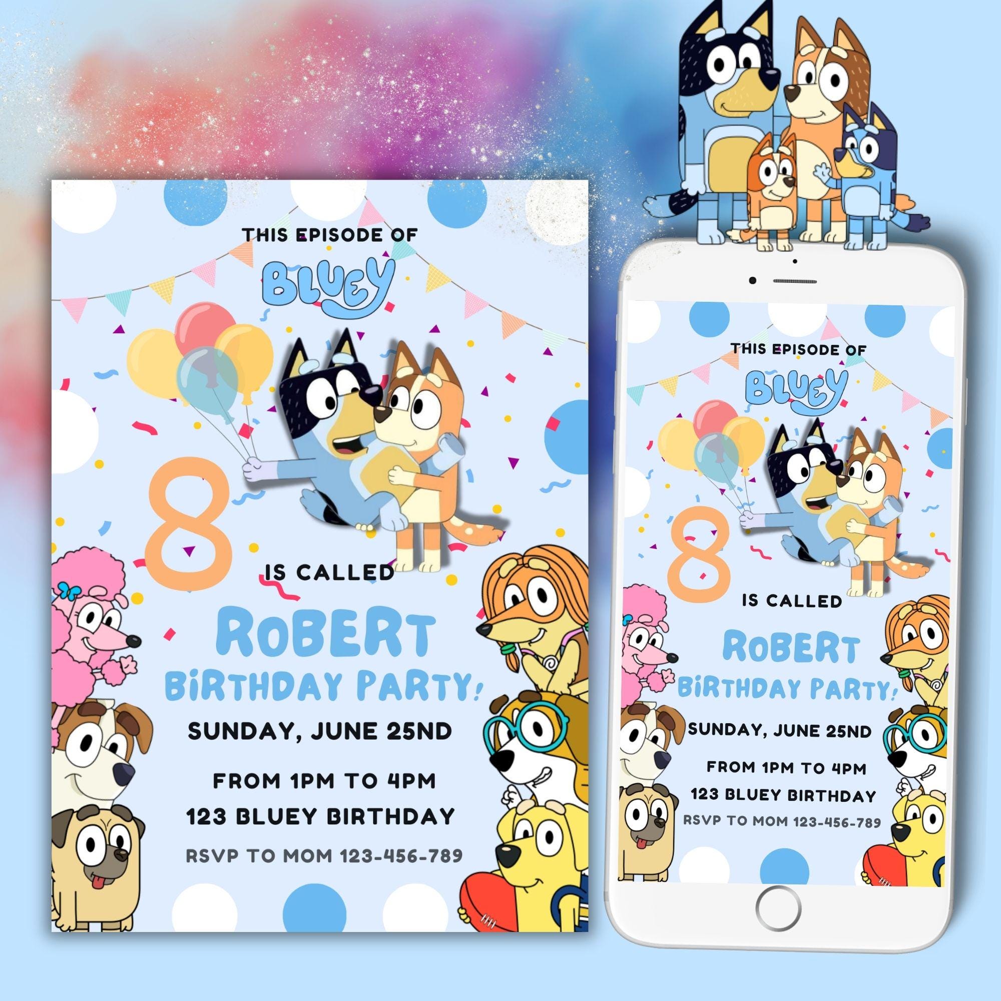 Bluey Birthday Invitation