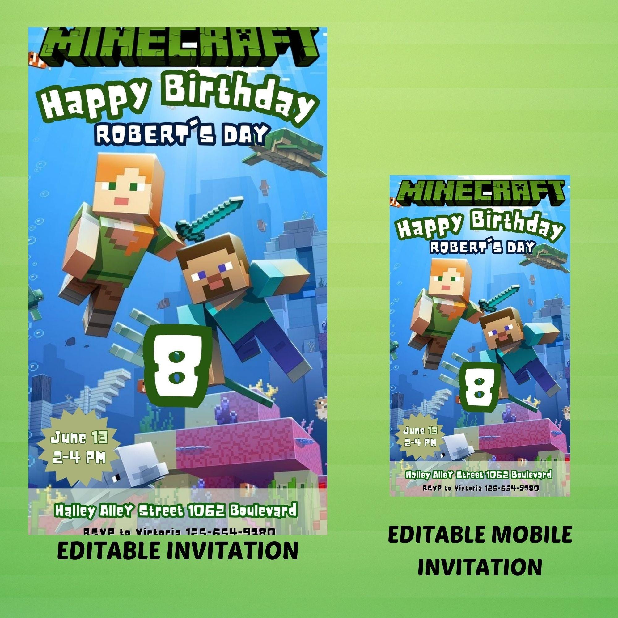 Editable Minecraft Invite – Printable + Video