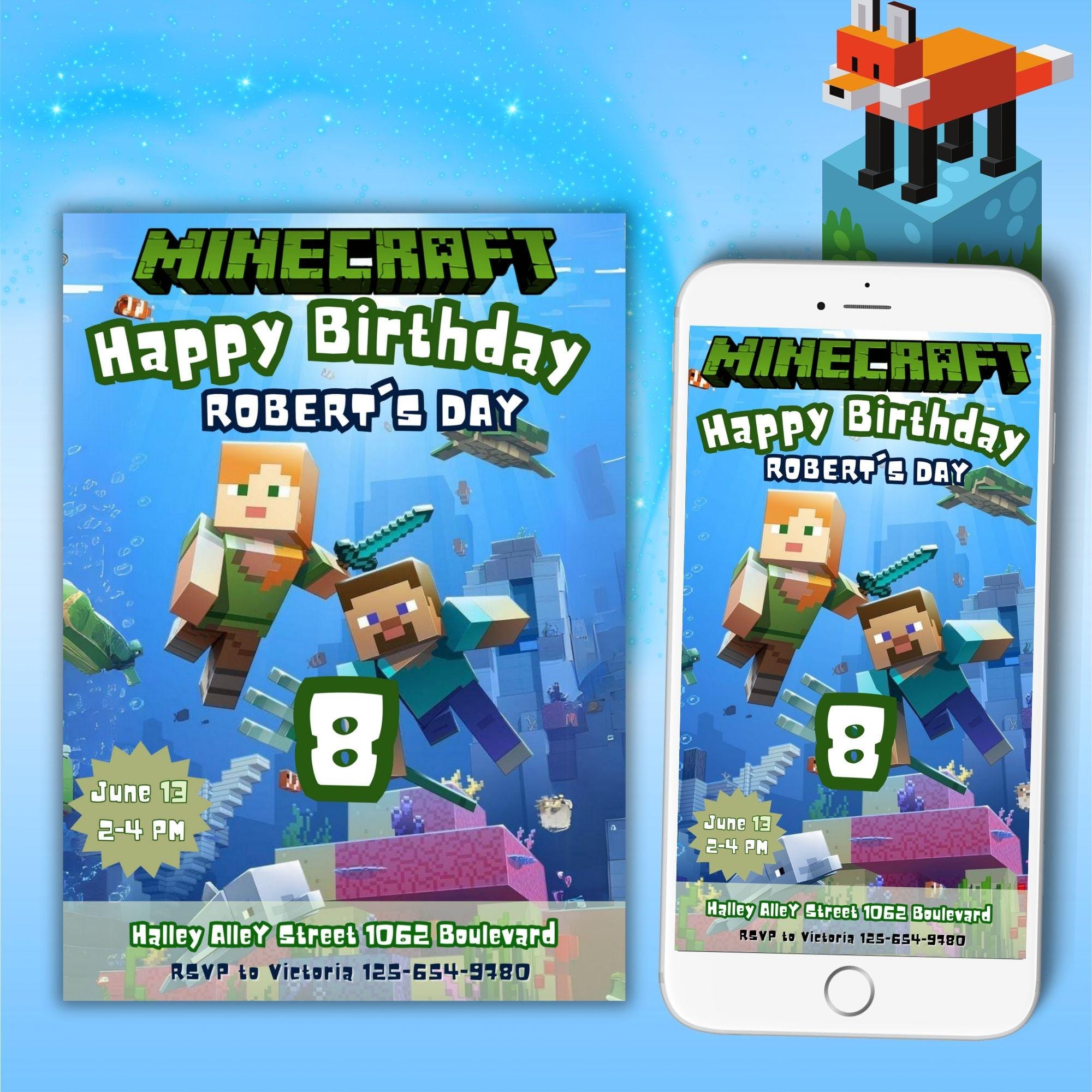 Editable Minecraft Invite – Printable + Video