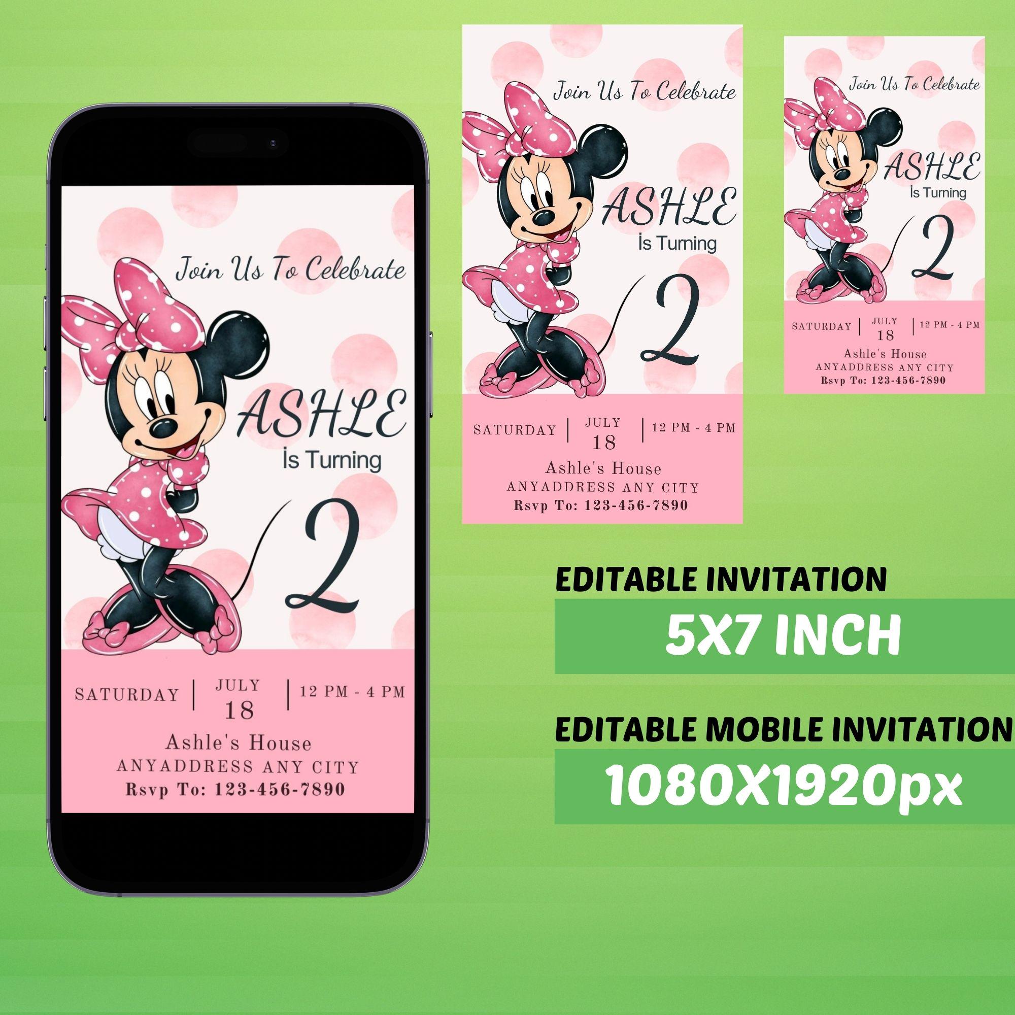 Minnie Mouse Birthday Invitation | Pink Polka Dot (editable Canva ...