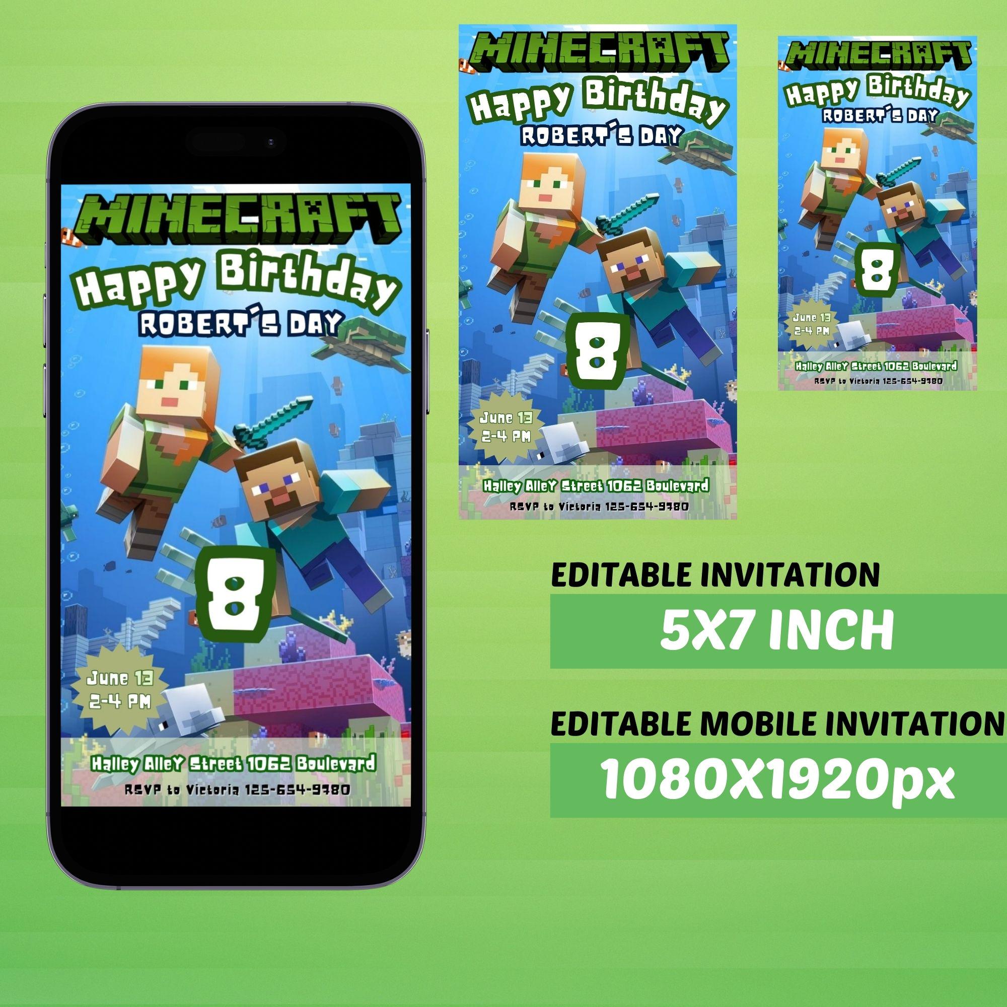 Editable Minecraft Invite – Printable + Video