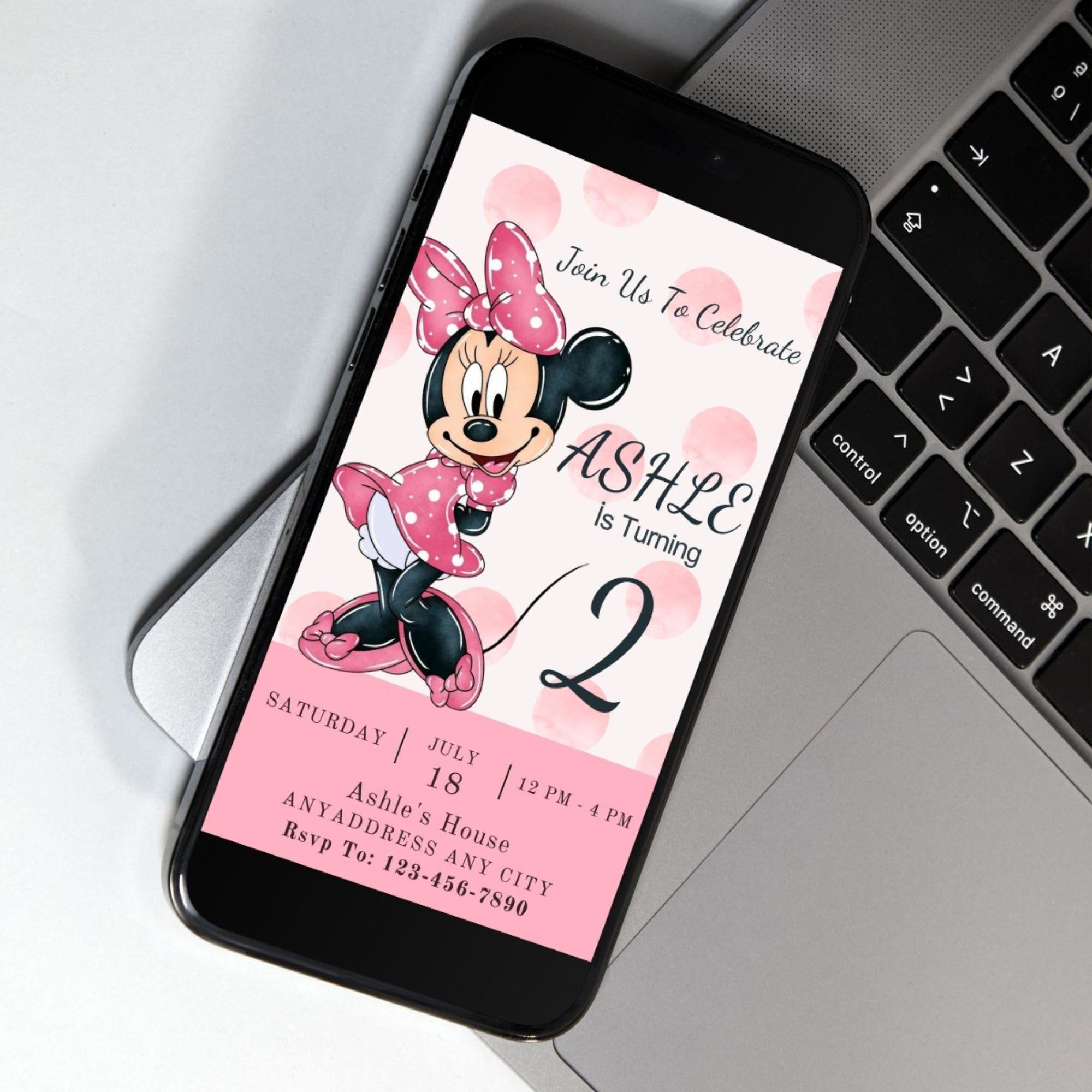 Minnie Mouse Birthday Invitation | Pink Polka Dot (editable Canva ...