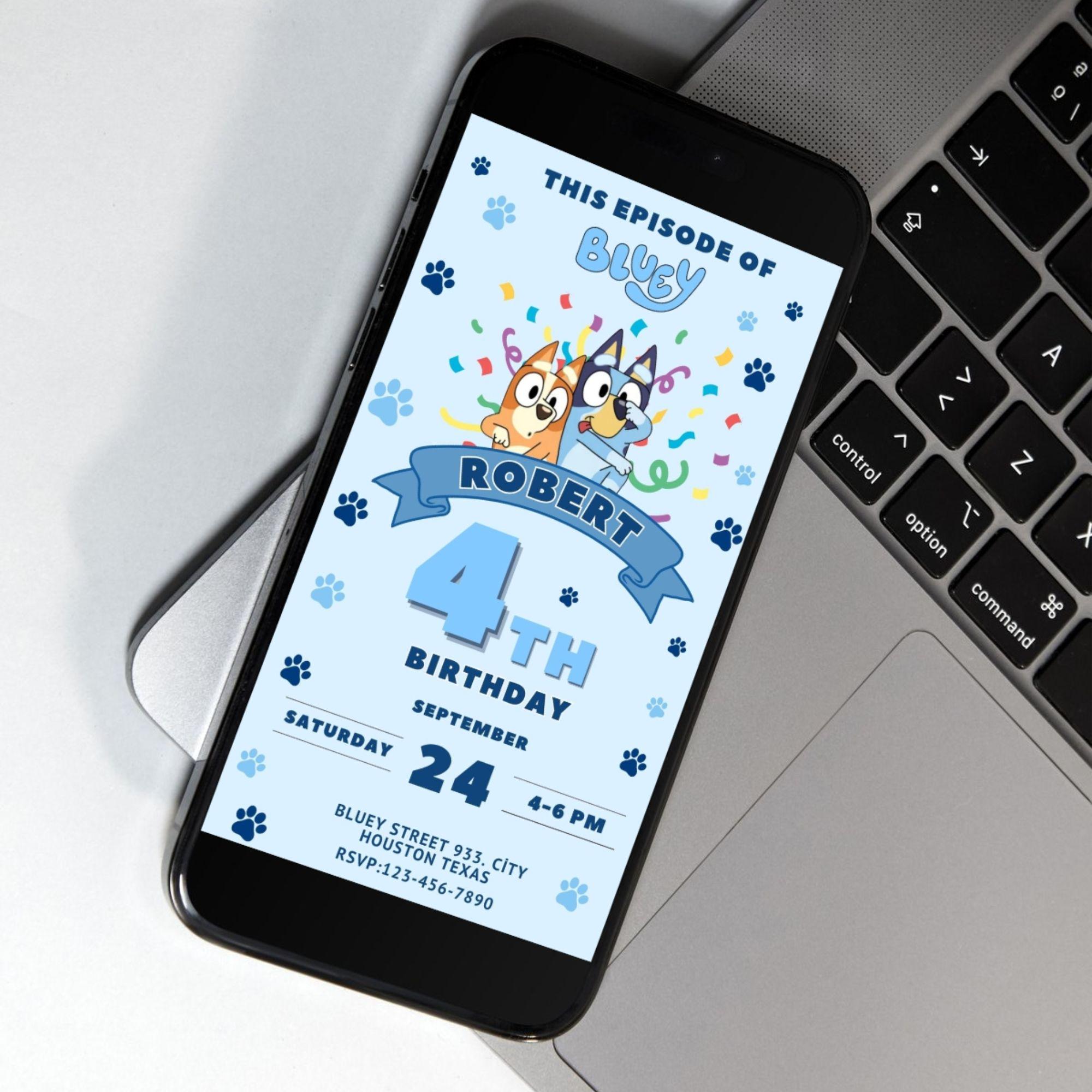 Bluey Birthday Editable Template + Mobile