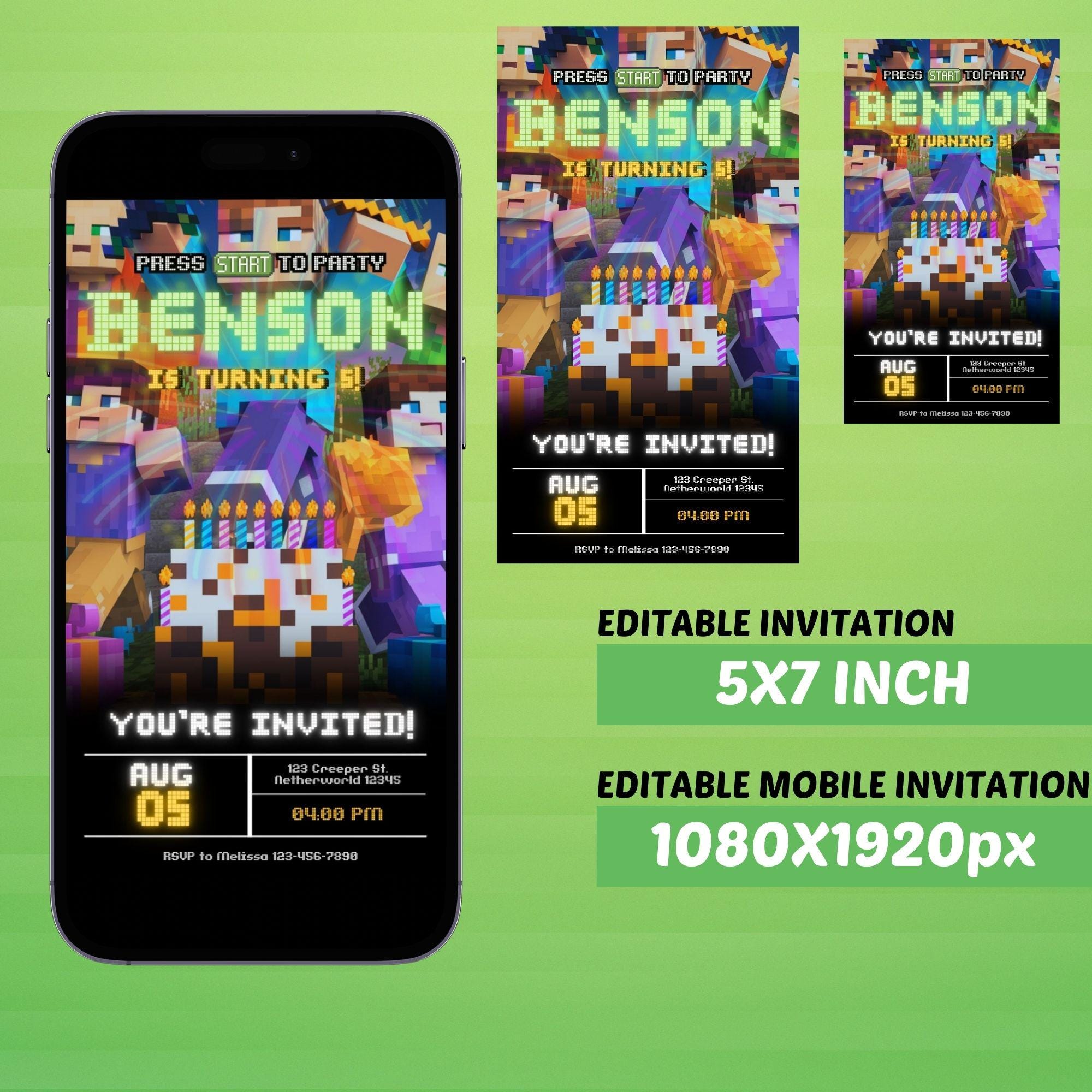 Minecraft Birthday Invitation