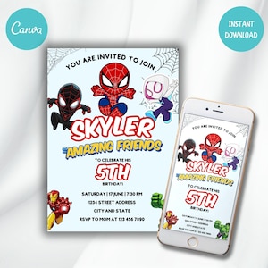 Spidey Birthday Invitation | Editable Canva Template (Digital Download)