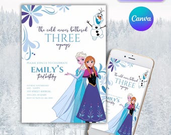 Watercolor Frozen Birthday Invitation, Elsa Evite (Digital Download)