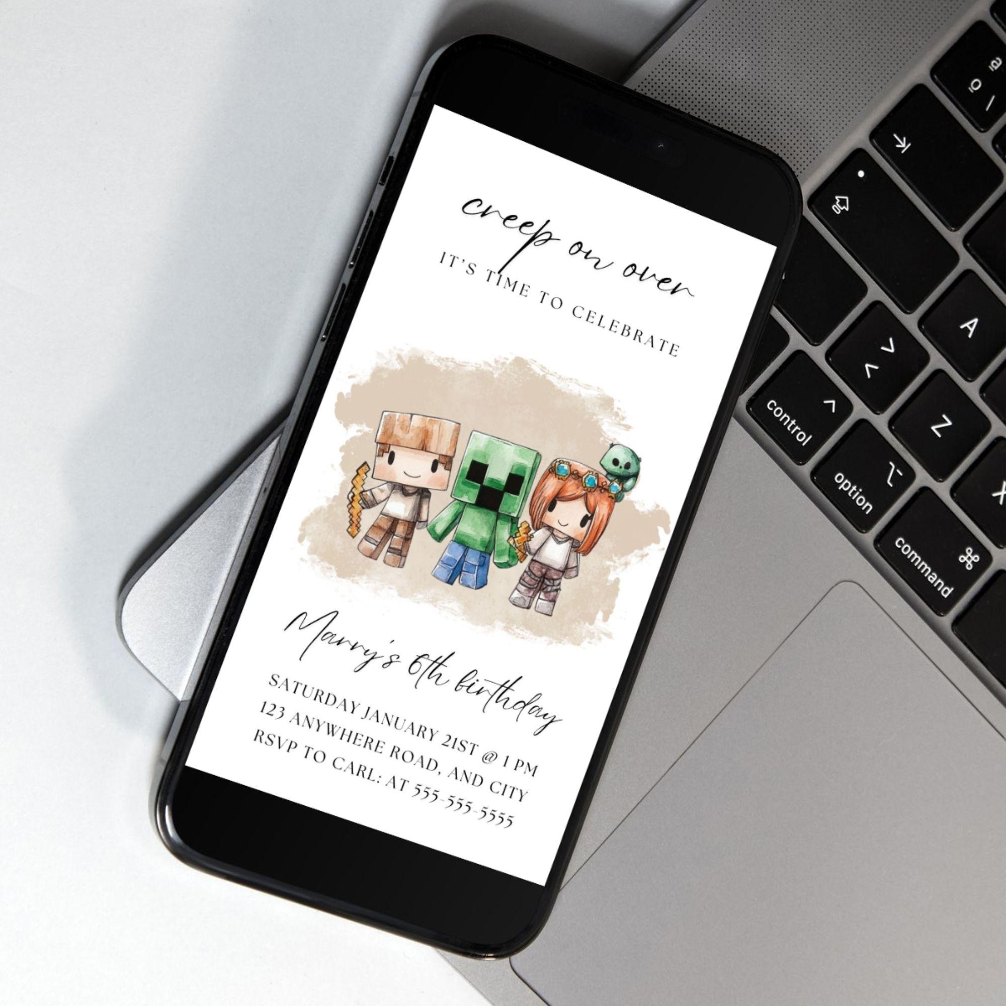 Minecraft Birthday Evite